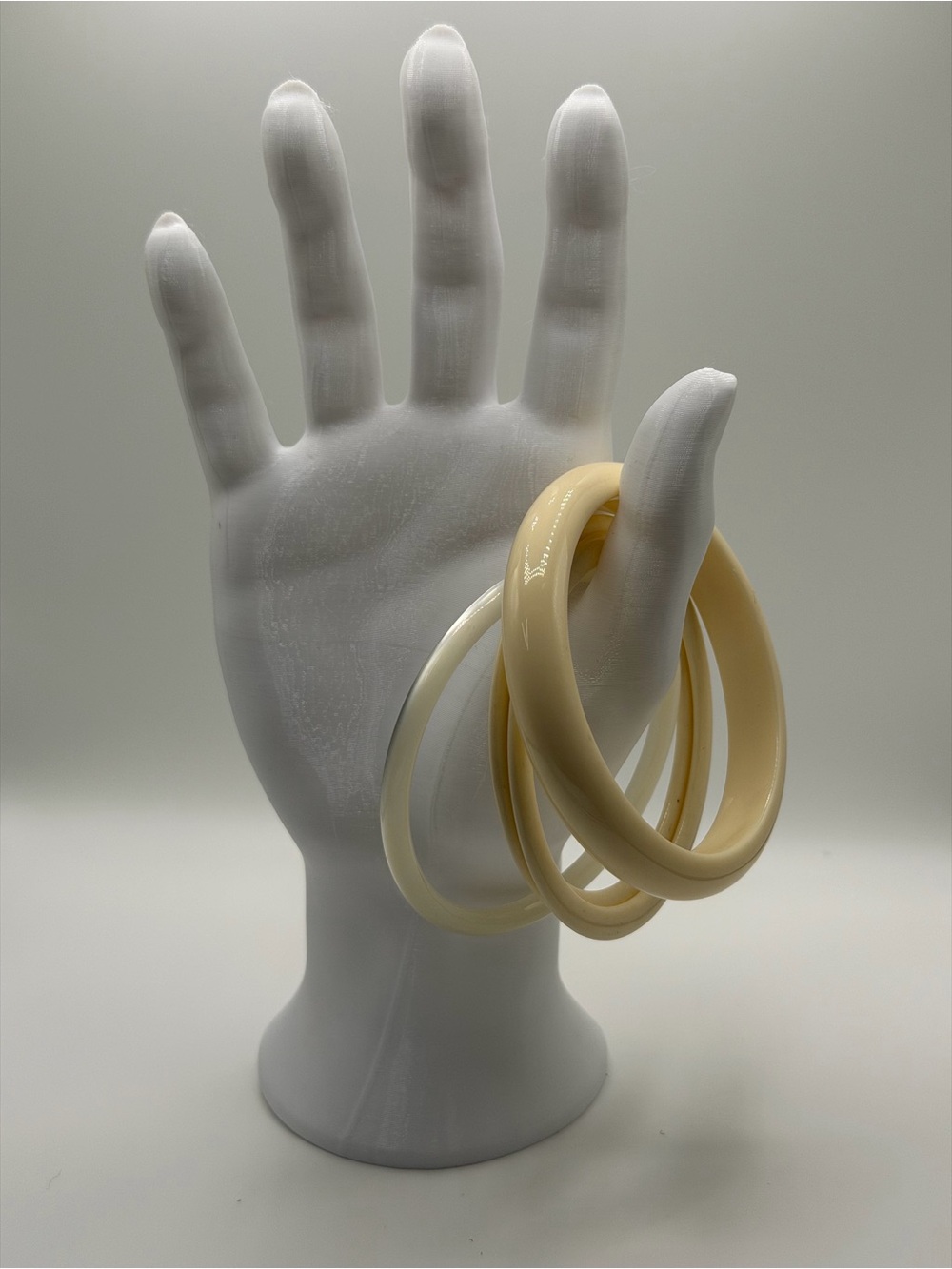 Vintage Classic Cream and Ivory Resin Bangle Set - Women's Jewelry